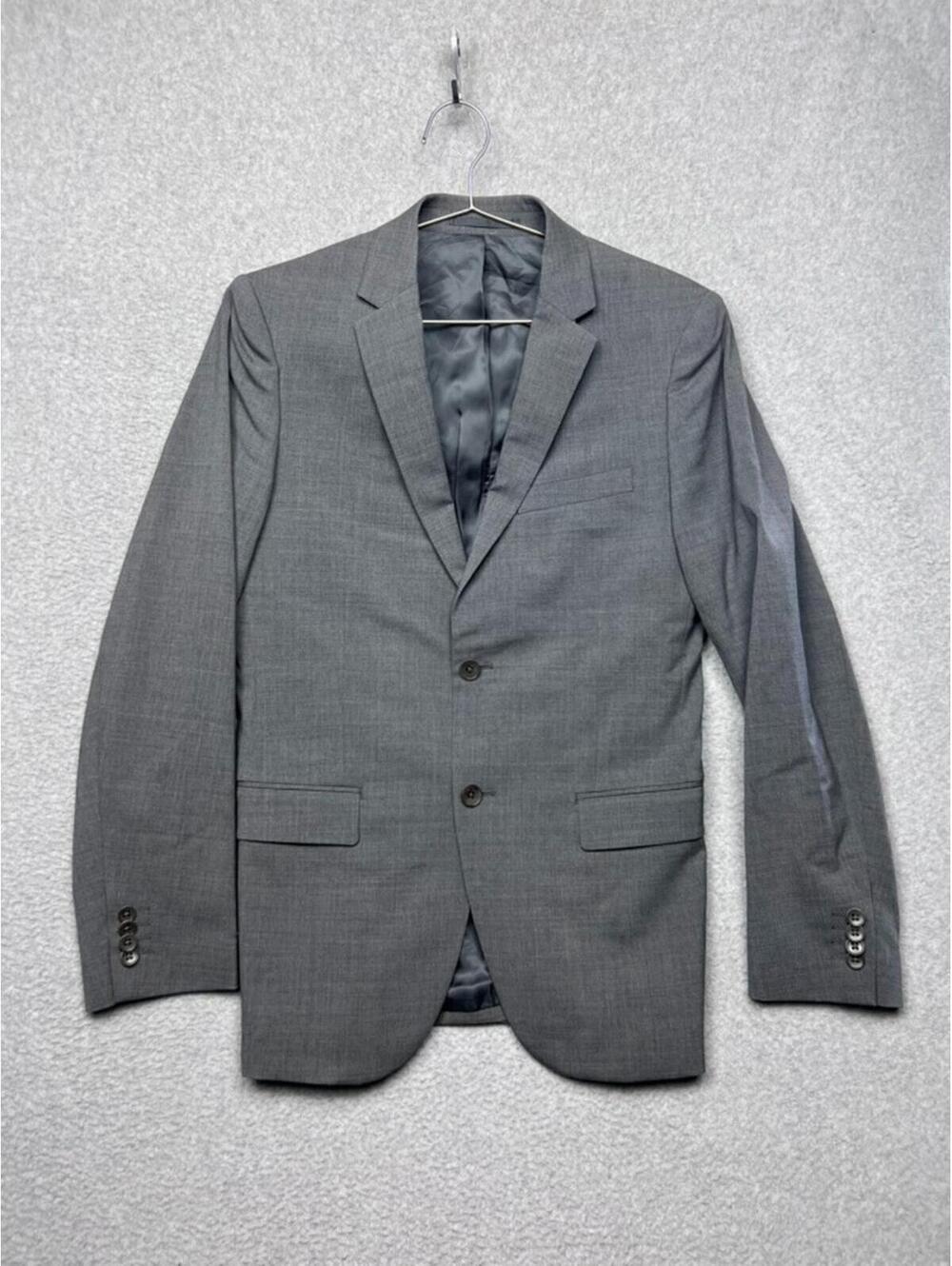 Theory Jacket Mens 36R Gray Virgin Wool Stretch Chambers Slim Fit Blazer Suit